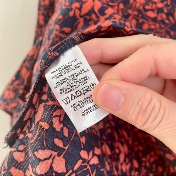 LOFT Orange Navy Blue Glitter Thread Top Small - Picture 7 of 8